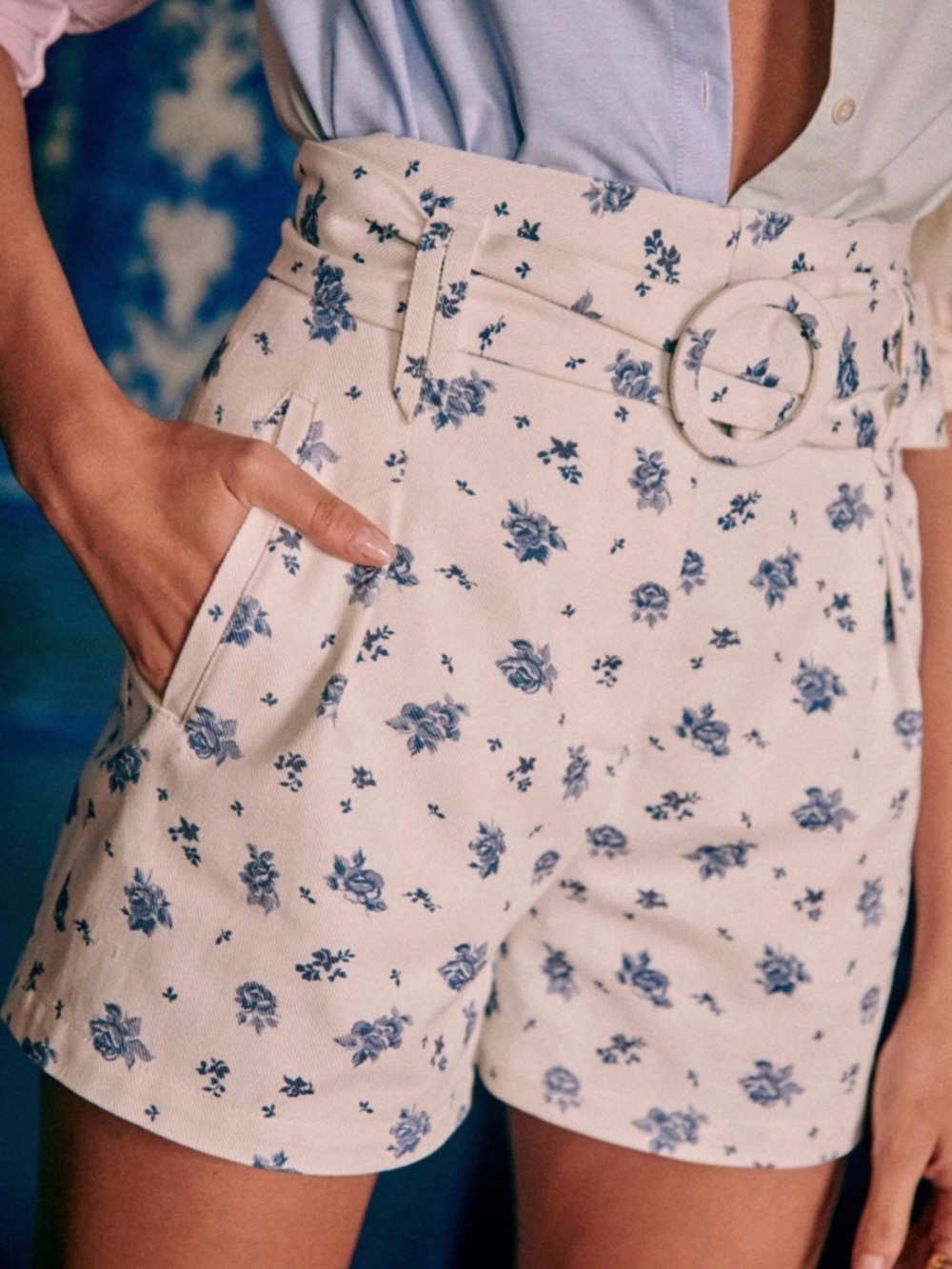 Sezane Deia Floral Belted Shorts - NEW - 38 / 6